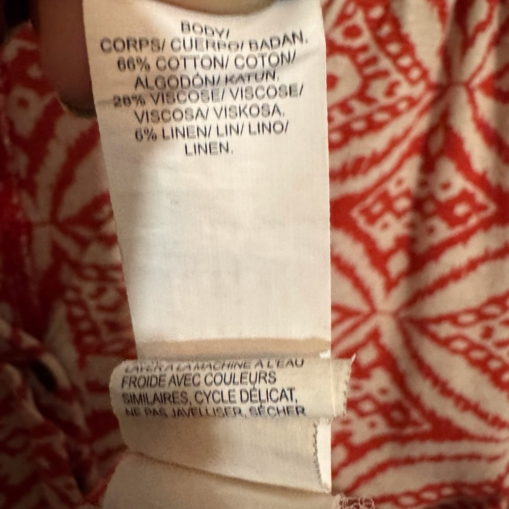 ❌❌❌Lucky Brand Vintage Y2K Large Top Orange Boho Short Sleeve Floral V-Neck Knit - Picture 6 of 7